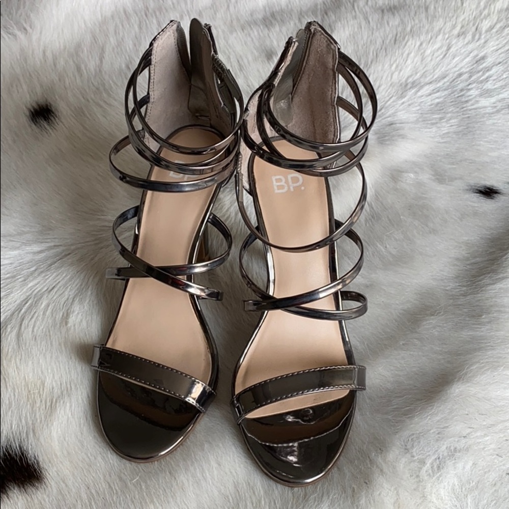 Strappy Metallic Heels